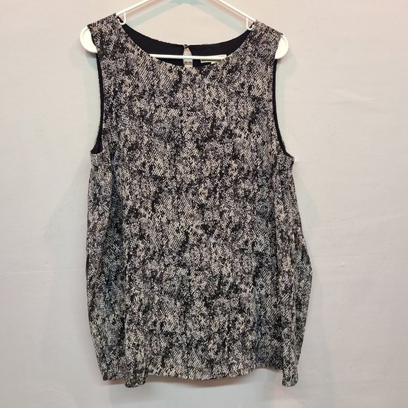Dana Buchman Sleeveless Blouse Tank Womens Large Silver Snake Reptile Snakeskin - Picture 8 of 8